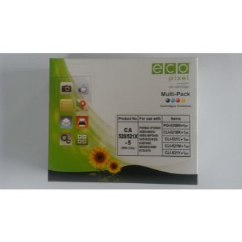   Utángyártott CANON CLI-521 Tintapatron Multipack BKCMY 5 db-os  ECOPIXEL