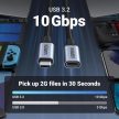 UGREEN USB-C apa - USB-C anya Gen 2 hosszabbító kábel 1 m Space fekete-szürke US372