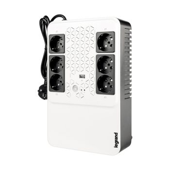   Legrand 310082 KEOR-M 800VA 480W 6x schuko aljzat 1x USB AVR Always-on vonali interaktív standby szünetmentes elosztósor