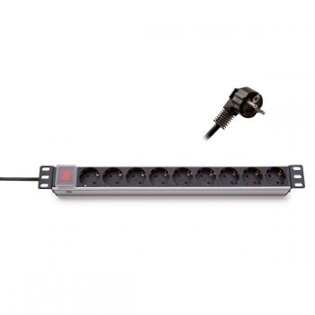   KELINE 620S10 19"" 1U 9x250V Schuko aljzat 2,3m kapcsolós elosztósor