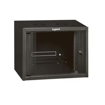   Legrand 646200 Linkeo 19" 6U MAG:359 SZÉL:600 MÉLY:450 MAX:18kg üvegajtós antracit fali rack szekrény