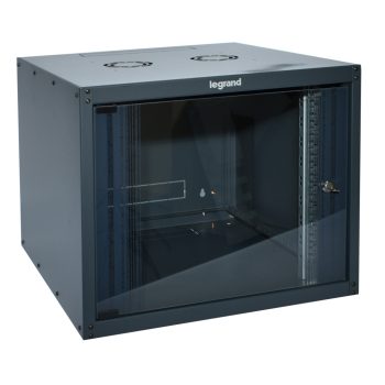   Legrand 646211 Linkeo 19" 9U MAG:494 SZÉL:600 MÉLY:600 MAX: 27kg üvegajtós antracit fali rack szekrény