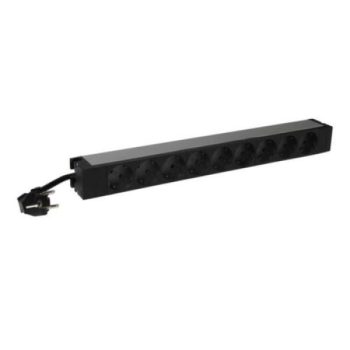   Legrand 646812 19" 1U 16A 230V 9x Schuko aljzat CEE7/7 csatlakozó biztonsági zsaluval 3m elosztósor