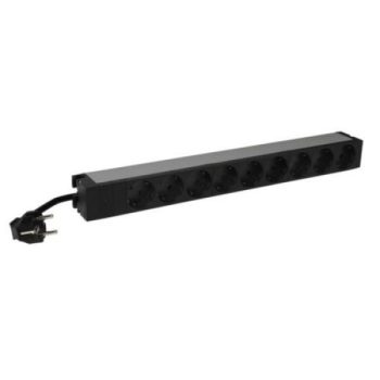   Legrand 646821 19" 1U 16A 230V 9x Schuko aljzat CEE7/7 csatlakozó biztonsági zsaluval 3m kontrol LED-es elosztósor