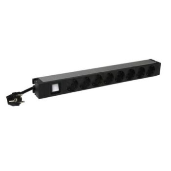   Legrand 646823 19" 1U 16A 230V 8x Schuko aljzat CEE7/7 csatlakozó biztonsági zsaluval 3m kontrol LED-es elosztósor