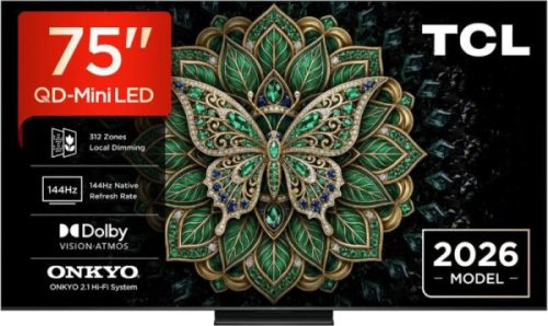 TCL 75" 75C6KPro Smart LED Televízió, 189 cm, 4K 144Hz, QD-MiniLED, HDR, Google TV