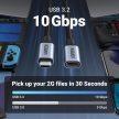 UGREEN USB-C apa - anya Gen2 5A fonott kábel 0.5 m fekete-szürke US372