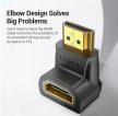 Vention HDMI/M (90fokos) -> HDMI/F (4K,fekete), adapter