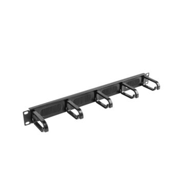   Lanberg AK-1203-B 19" 1U műanyag gyűrűs fekete kábelrendező fésűs bevezetővel