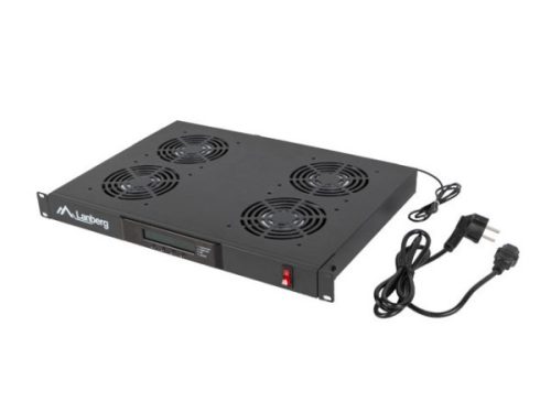 Lanberg AK-1503-B 19" 1U 4x ventilátor + termosztát ventilátor egység LCD kijelzővel