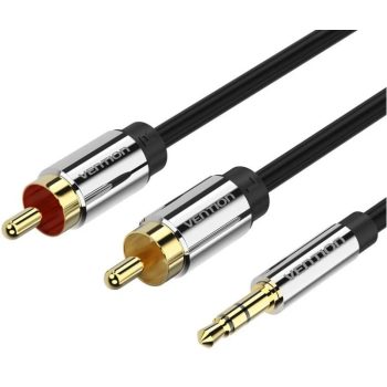   Vention 3.5mm jack/M -> 2*RCA/M, (audio, aranyozott, fémház), 1m, kábel