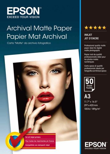 Epson matt archiváló fotópapír (A3, 50 lap 192g)