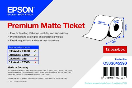 Epson Premium Matte folytonos tekercs 102mm*50fm