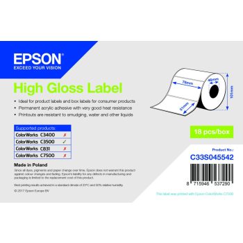 Epson Premium Matte címke 76mm*51mm, 650 címke/tekercs