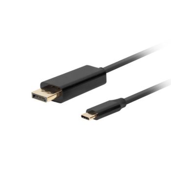   Lanberg CA-CMDP-10CU-0010-BK DisplayPort 1.2 (M) - USB Type-C (M) UHD 4K CU fekete aranyozott DisplayPort kábel 1m