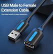 Vention USB-A 2.0/M -> USB-A 2.0/F  (hosszabbító, PVC fekete), 0,5m, kábel