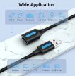 Vention USB-A 2.0/M -> USB-A 2.0/F  (hosszabbító, PVC fekete), 0,5m, kábel