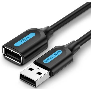   Vention USB-A 2.0/M -> USB-A 2.0/F, (hosszabbító, PVC fekete), 1m,  kábel