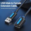 Vention USB-A 2.0/M -> USB-A 2.0/F (hosszabbító, PVC fekete), 5m, kábel