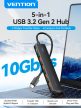 Vention USB-C -> USB-A 3.2*4 , 0,15m (4-Portos, fekete), hub