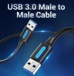 Vention USB-A 3.0/M ->  USB-A 3.0/M,  (PVC,fekete), 1,5m, kábel