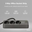 DIGITUS DA-70625 3 aljzatos 2x USB-A 1x USB-C fekete 1,5m asztali elosztó
