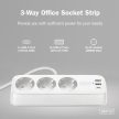 DIGITUS DA-70626 3 aljzatos 2x USB-A 1x USB-C fehér 1,5m asztali elosztó