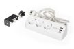 DIGITUS DA-70626 3 aljzatos 2x USB-A 1x USB-C fehér 1,5m asztali elosztó