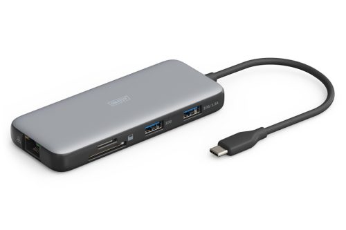 DIGITUS DA-70914 7 portos USB-C 1x HDMI 3x USB 3.2 Gen2 1x RJ45 LAN 1x SD 1x MicroSD 1x PD dokkolóállomás