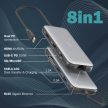 DIGITUS DA-70915 8 portos USB-C 2x HDMI 3x USB 3.0 1x RJ45 LAN 1x SD 1x MicroSD 1x USB-CPD dokkolóállomás