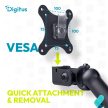 DIGITUS DA-90471 Dupla univerzális (VESA 75/100) mechanikus rugós fekete monitor tartó konzol