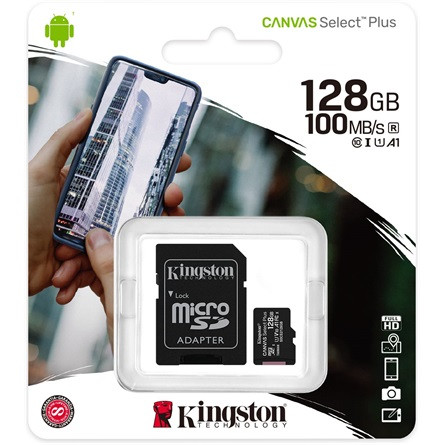 Kingston 128GB Canvas Select Plus Class 10 UHS-1 microSDXC memóriakártya