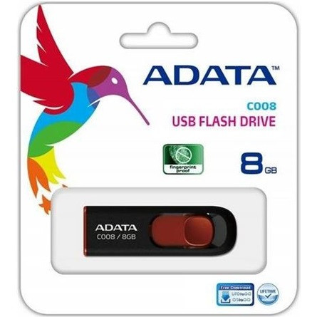 ADATA 8GB C008 USB 2.0 pendrive BOX fekete-piros