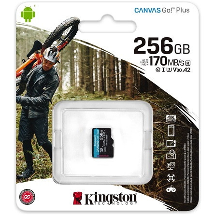 Kingston 256GB Canvas Go! Plus Class10 UHS-I U3 V30 A2 microSDXC memóriakártya Single Pack