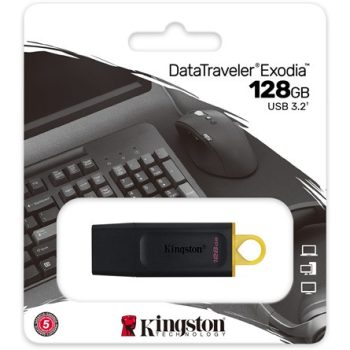   Kingston 128GB Data Traveler Exodia USB-A 3.2 Gen1 pendrive fekete-sárga