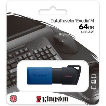   Kingston 64GB DataTraveler Exodia M USB 3.2 Gen 1 pendrive fekete-kék