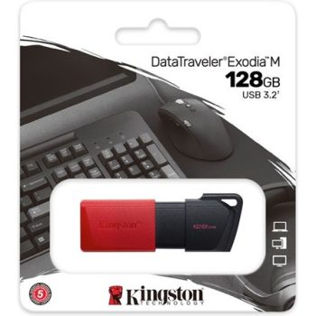   Kingston 128GB DataTraveler Exodia M USB 3.2 Gen 1 pendrive fekete-piros