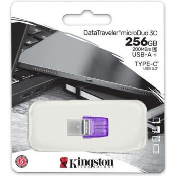   Kingston 256GB DataTraveler microDuo 3C USB 3.2 Gen 1 / USB-C pendrive lila