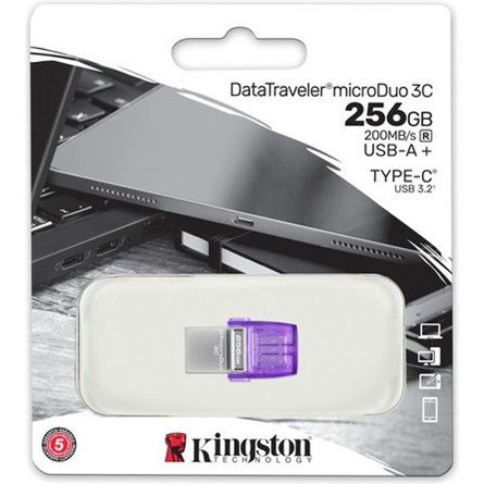 Kingston 256GB DataTraveler microDuo 3C USB 3.2 Gen 1 / USB-C pendrive lila