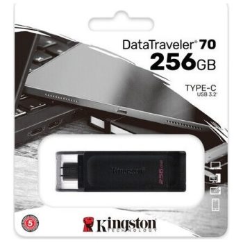   Kingston 256GB DataTraveler 70 USB-C 3.2 Gen 1 pendrive fekete