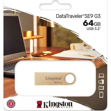 Kingston 64GB DataTraveler SE9 G3 USB-A 3.2 Gen 1 pendrive arany