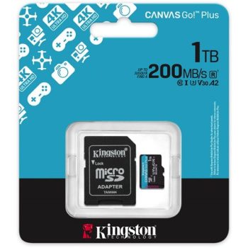   Kingston 1024GB Canvas Go! Plus Gen4 UHS-1 Class10 U3 V30 A2 microSDXC memóriakártya