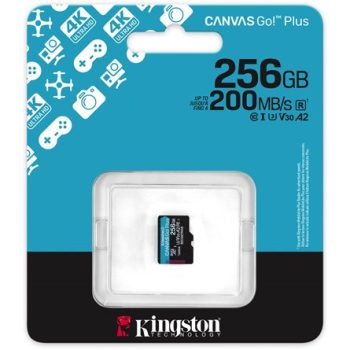   Kingston 256GB Canvas Go! Plus Gen4 UHS-1 Class10 U3 V30 A2 microSDXC memóriakártya Single Pack