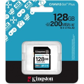   Kingston 128GB Canvas Go! Plus UHS-1 Class10 U3 V30 SDXC memóriakártya fekete