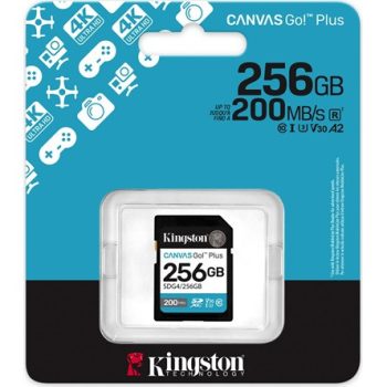   Kingston 256GB Canvas Go! Plus UHS-1 Class10 U3 V30 SDXC memóriakártya fekete