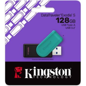   Kingston 128GB DataTraveler Exodia S USB-A 3.2 Gen1 pendrive fekete-türkiz