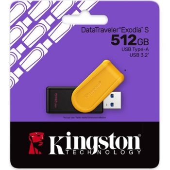   Kingston 512GB DataTraveler Exodia S USB-A 3.2 Gen1 pendrive fekete-sárga
