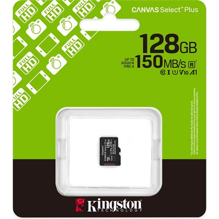 Kingston 128GB Canvas Select Plus UHS-1 Class10 U1 V10 A1 microSDXC memóriakártya Single Pack