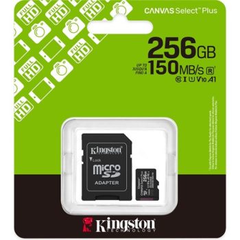   Kingston 256GB Canvas Select Plus UHS-1 U1 V10 A1 microSDXC memóriakártya