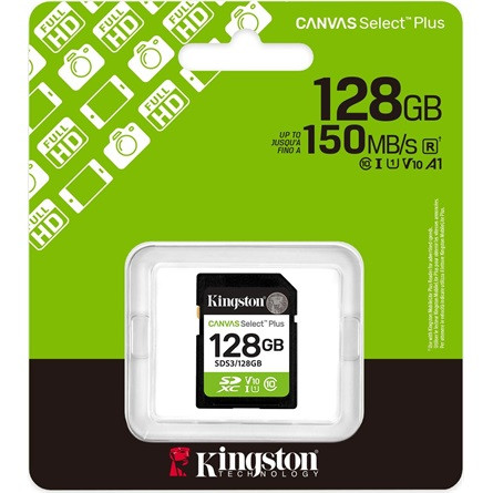 Kingston 128GB Canvas Select Plus UHS-1 Class10 U1 V10 SDXC memóriakártya